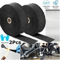 2 Roll x 2" 50FT Black Exhaust Wrap Header Manifold Fiberglass Heat