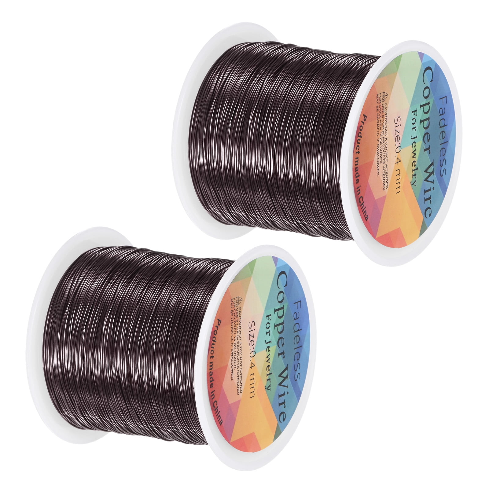 Uxcell 2 Rolls 0.4mm Jewelry Wire 26 Gauge 328FT Copper Beading Wire Jewelry Making Planting Weaving DIY 100M Metallic Black