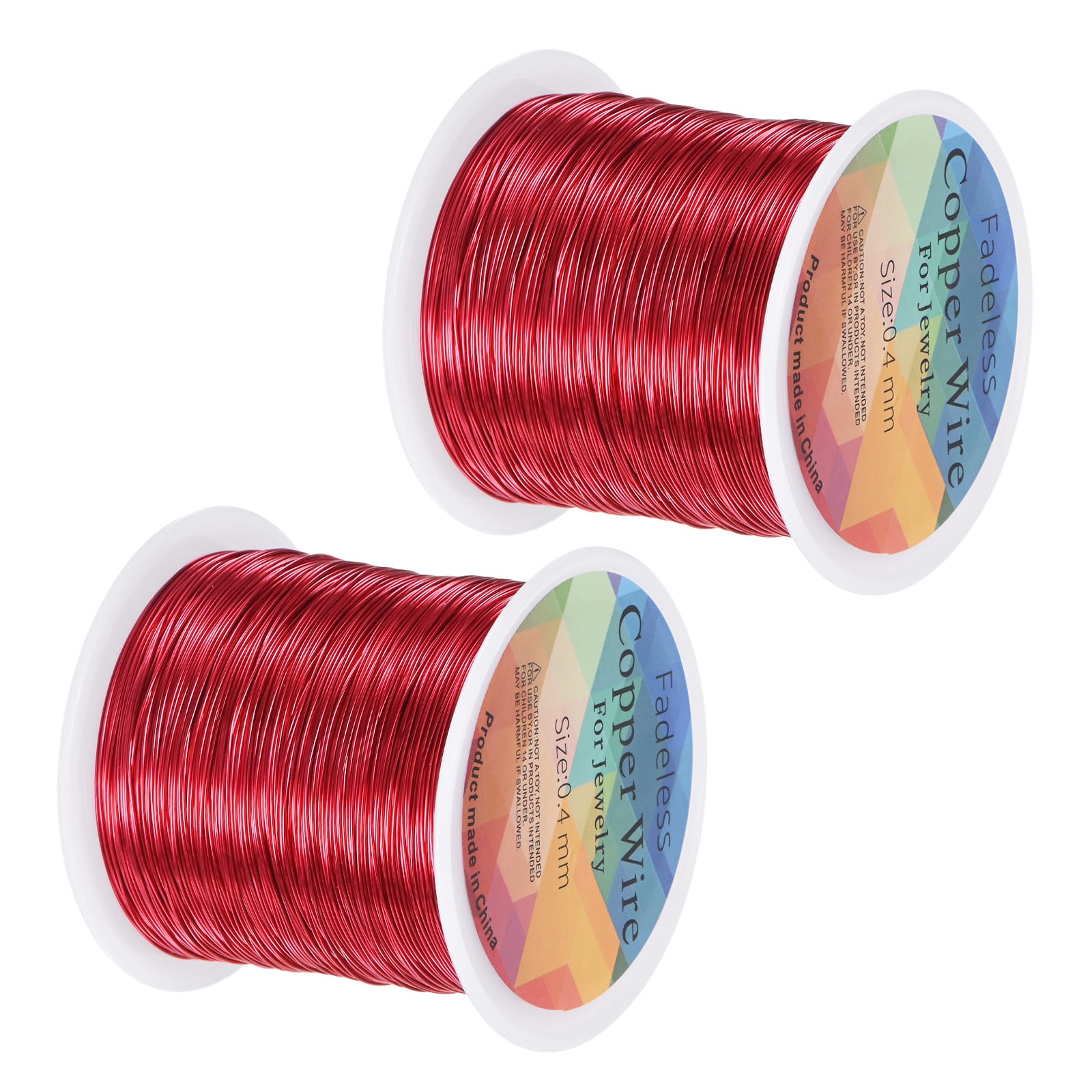 Uxcell 2 Rolls 0.4mm Jewelry Wire 26 Gauge 328FT Copper Beading Wire Jewelry Making Planting Weaving DIY 100M Red