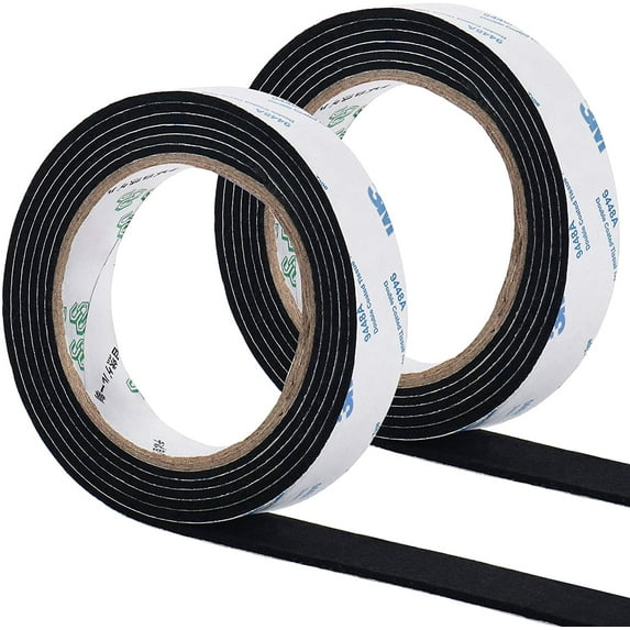 2 Rolls 0.87in Felt Strips, Self Adhesive Furniture Pads Roll for Hardwood Floors, 6.56ft (Black)