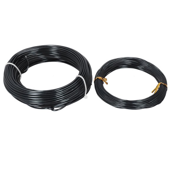 2 Rolls 1.0mm+2.0mm 20m / 65.6ft DIY Jewelry Wire DIY Craft Making Aluminum Wire Black