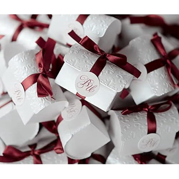 2 Rolls (150 Yards, 1/250 Yards) Burgundy/Maroon Satin Ribbon for Gift Wrapping, Wedding, Bow Making & Other Projects