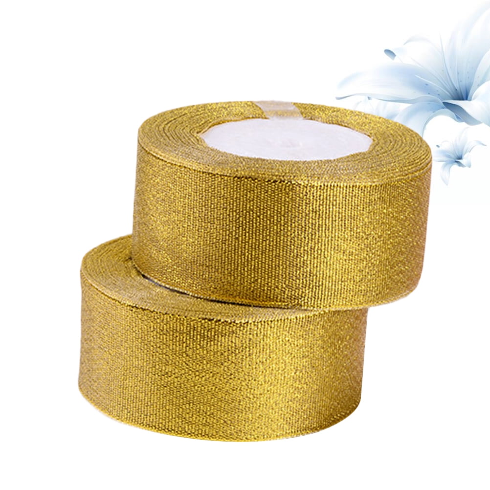 2 Rolls 1.57Inch 25 Yards Gold Glitter Ribbons Metallic Ribbons for ...