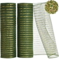 thumbnail image 1 of 2 Rolls 10 Inch Green Decorative Mesh Ribbbon Rolls, NOGIS Fabric Mesh with Foil for Mesh Wreath Supplies, Front Door Wreath Tree Decor Christmas NewYears Halloween Decoration (10 yds/roll), 1 of 7