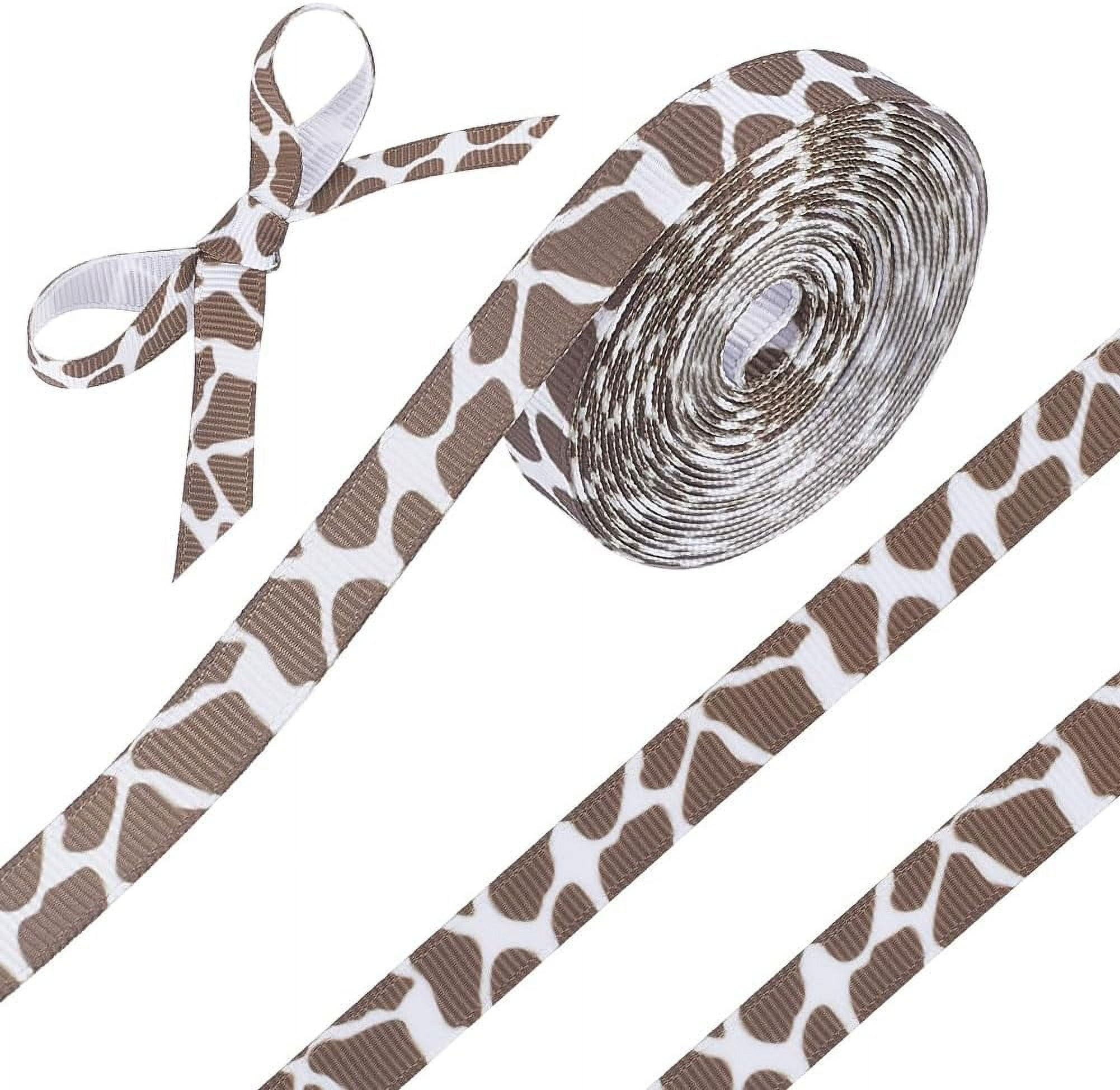 Gitaffe Ribbon 2 Rolls 10 Yards 3/8 Inch Animal Print Grosgrain Ribbon Giraffe Printed ...