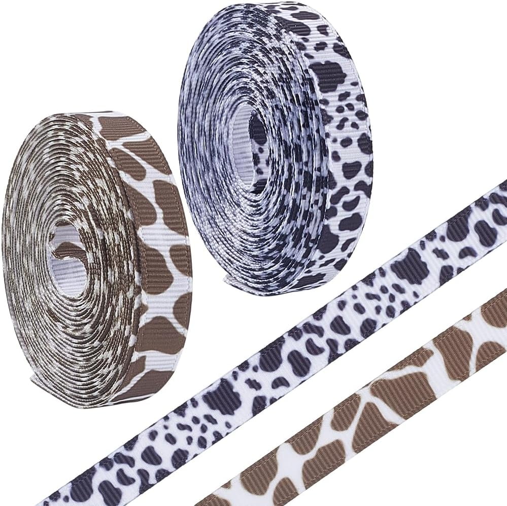 Gitaffe Ribbon 2 Rolls 10 Yards 3/8 Inch Animal Print Grosgrain Ribbon Giraffe Printed ...