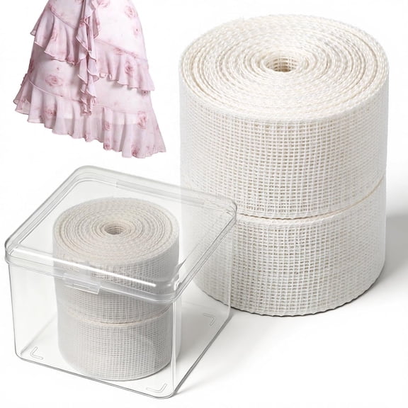2 Rolls 10 Yards Hemming Tape for Sewing 1.38 Inch Width Fishbone Hem Tape for Sewing Banroll Tapes for Sewings Narrow Hem Sew ing Accessories Reusable Ban Roll Tapes Seam Hemming Guide
