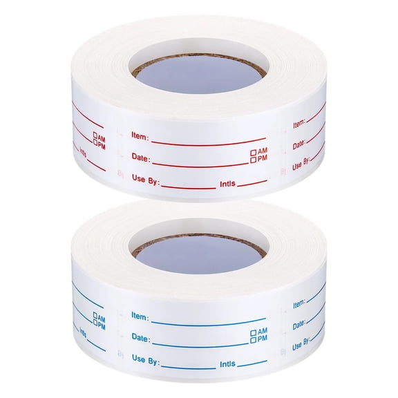 2 Rolls 1000 Pcs Removable Food Stickers, 1 x 2 Inch Food Freezer Lables Reminder Food Storage Labels Prep Canning Labels for Jars, Pantry and Meal Containers