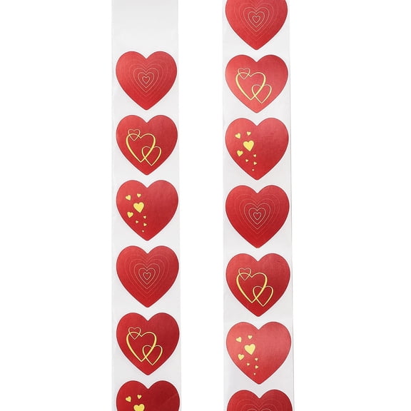 2 Rolls 1000Pcs Heart Paper Stickers 28mm Red Adhesive Labels Wedding Crafting Scrapbooking Decorative Presents DIY