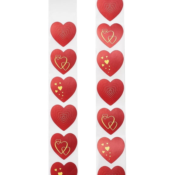 2 Rolls 1000Pcs Heart Paper Stickers 28mm Red Adhesive Labels Wedding Crafting Scrapbooking Decorative Presents for Party Envelopes Seals Gift Packaging