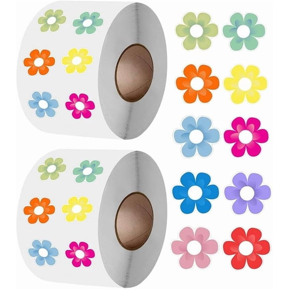 2 Rolls 1000Pcs Spring Summer Floral Stickers Self Adhesive Paper Decals Flower Decorative Sealing Stickers for Scrapbooks Cards Envelopes Water Bottle Mixed Color 25x20mm Making DIY