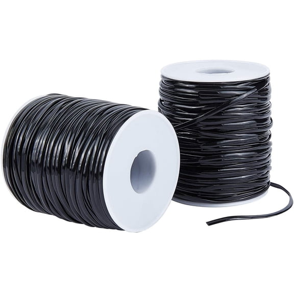 2 Rolls 100m/109 Yards Plastic Lacing Cord 2.3mm Lanyard String Beading Cords for Jewelry DIY Craft Bracelet Necklaces Making Black Craft Supply