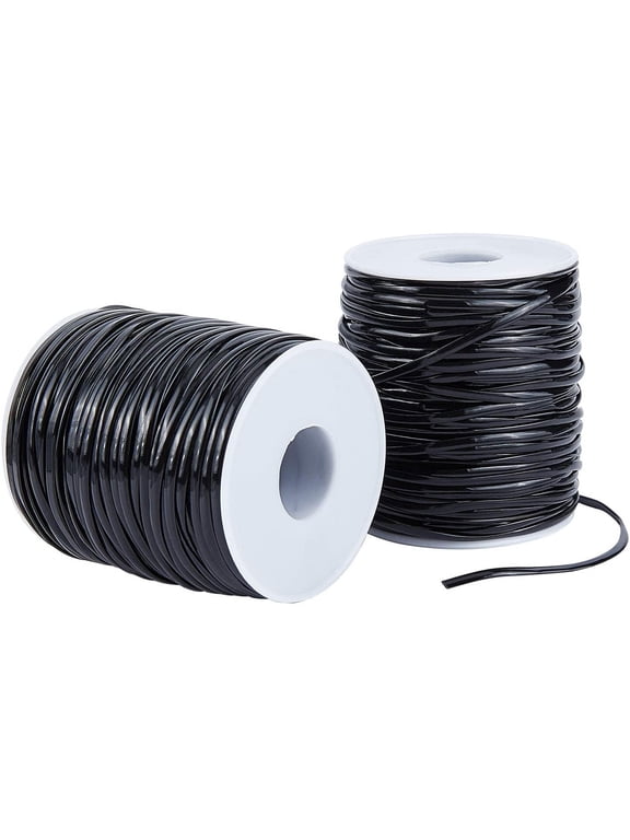 2 Rolls 100m/109 Yards Plastic Lacing Cord 2.3mm Lanyard String Beading Cords for Jewelry DIY Craft Bracelet Necklaces Making Black DIY