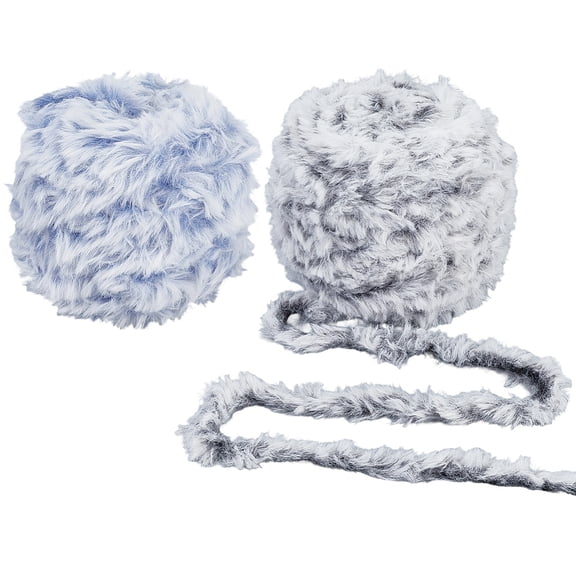 2 Rolls 139.98 Yards Fluffy Fur Yarn Soft Touch Chunky Fuzzy Velvet Yarns Bulky Plush Colorful Fancy Thread