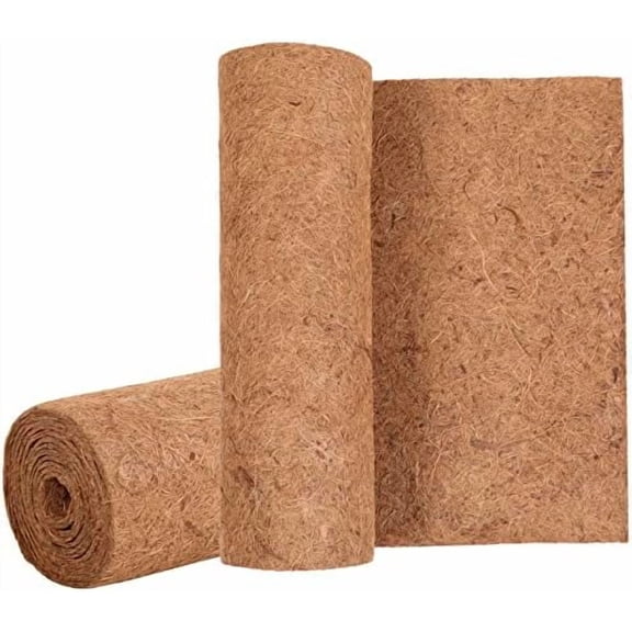 2 Rolls 16 x 118 Inch Coir Liner Roll Coconut Fiber Mat Natural Coconut Coir Liner Sheets Plant Potting Mat for Garden Decor Planters Flower Window Box Basket Animal Pet Pad Reptile Carpet