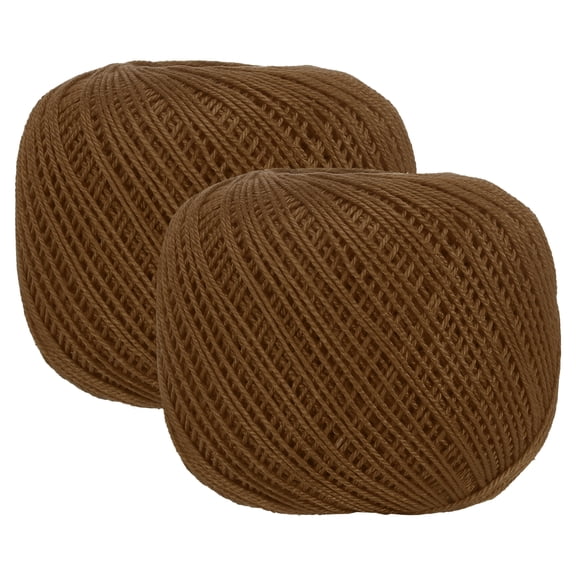 2 Rolls 164 Yards Size 3 Brown Pearl Cotton Crochet Thread Lace Weight Yarn Tatting Thread for Crocheting Knitting Embroidery Sewing