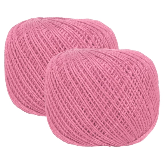 2 Rolls 164 Yards Size 3 Pure Pink Pearl Cotton Crochet Thread Lace Weight Yarn Tatting Thread for Crocheting Knitting Embroidery Sewing