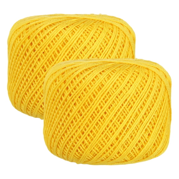 2 Rolls 164 Yards Size 3 Yellow Pearl Cotton Crochet Thread Lace Weight Yarn Tatting Thread for Crocheting Knitting Embroidery Sewing
