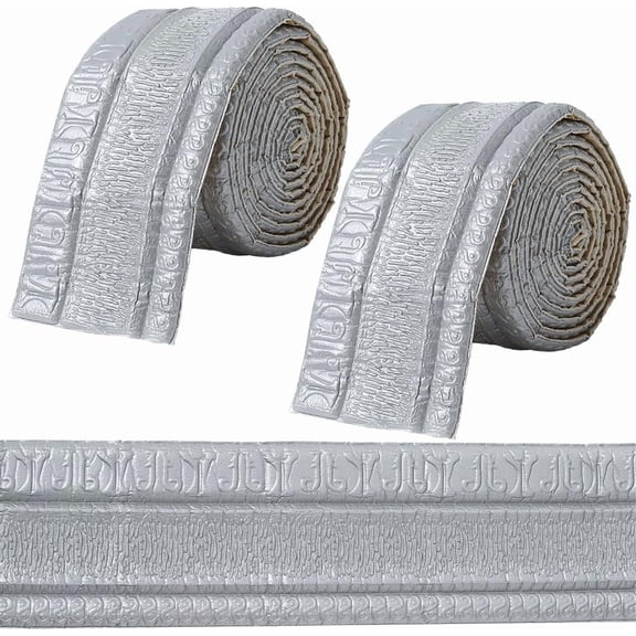 2 Rolls 2.3mx79mm 3D Wall Edging Foam Flexible Wallpaper Border Silver Gray Molding Peel and Stick Mirror Edging Frame Lines Wall Base Ceiling Baseboard