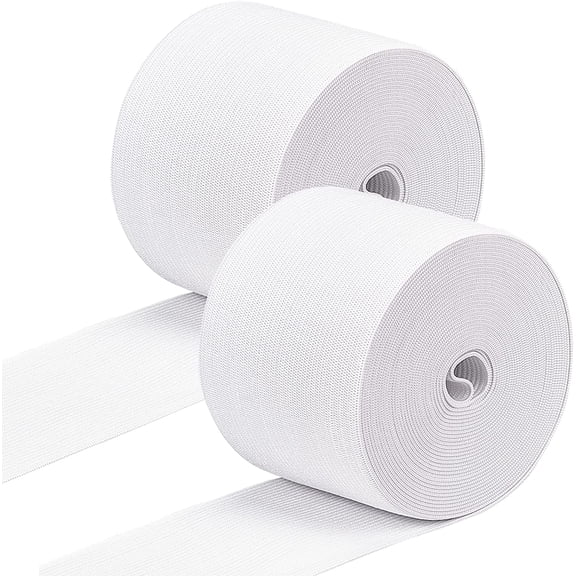 2 Rolls 2.4 Inch x 5.5 Yard Flat Elastic Rubber Band Stretch Strap Fabric Band for DIY Sewing Project Waist Band Making White White DIY