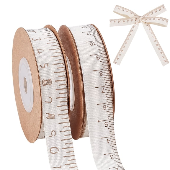 2 Rolls 2 Colors Cotton Rulers Graduated Cotton Tape Flat Mixed Color 1.5cm 1roll/color