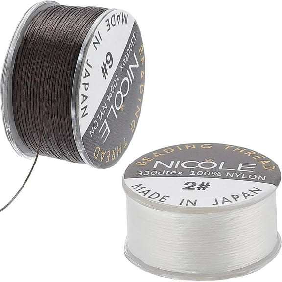 2 Rolls 2 Colors Nylon Beading Thread Seed Bead Thread Nylon String for Jewelry Beading Bracelets Making Mixed Color 0.1mm about 50.31 Yards(46m)/Roll 1 roll/color