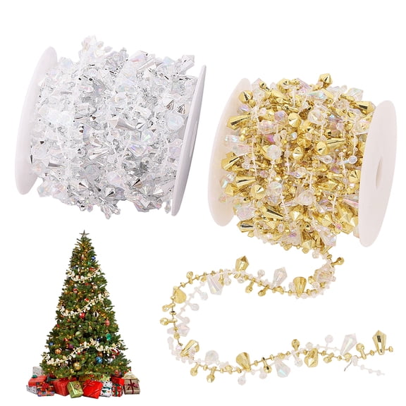 2 Rolls 2 Colors Plastic Beaded Trim Wedding Decoration Mixed Color 1x1/4 inch(24x7.5mm) 5.47 Yards(5m)/roll 1 roll/color