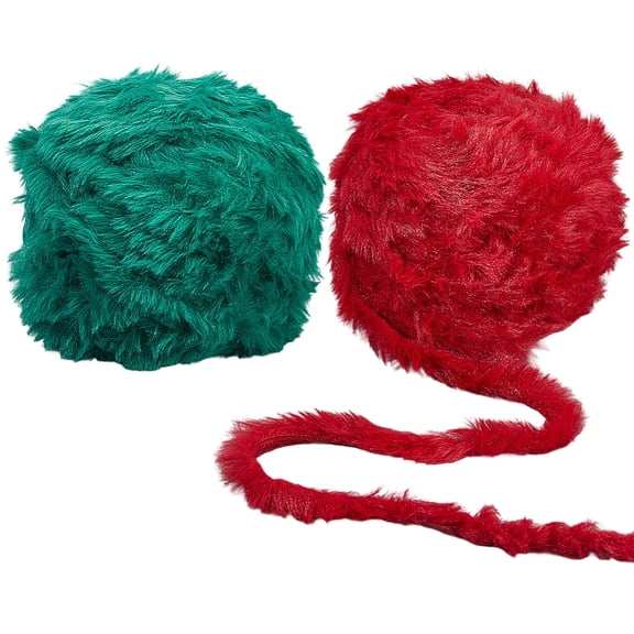 2 Rolls 2 Colors Polyester Nylon Yarn Imitation Fur Mink Wool For Knitting Soft Coat Mixed Color 4mm 69.99 Yards(64m)/Roll 1 roll/color