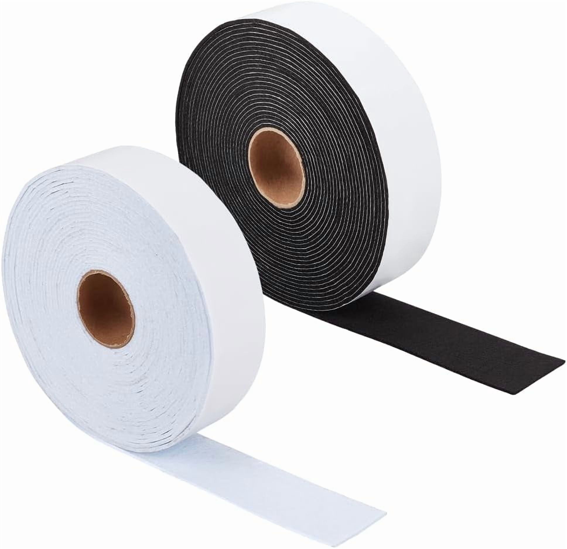 2 Rolls 2 Colors Self Adhesive Felt Tape 1.5Inch Wide Black White Furniture Felt Strips for Protecting and DIY Adhesive 26.2FT/Roll Mixed Color