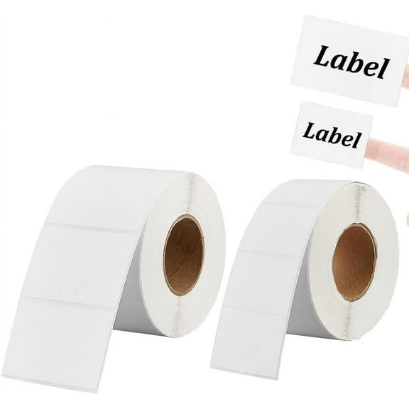 2 Rolls 2 Sizes 1800Pcs Label Maker Tape Adhesive White Label Paper Adapted Label Print Paper Office & Home Labeling Tape Replacement for UPC Barcode for DIY