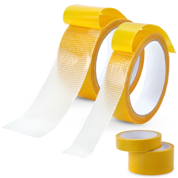 2 Rolls 2 Styles Plastic Double Sided Adhesive Tapes for Fixing Carpet Bookbinding Repair Cloth Tape Dark Goldenrod 2.5~5cm 1 roll/style DIY