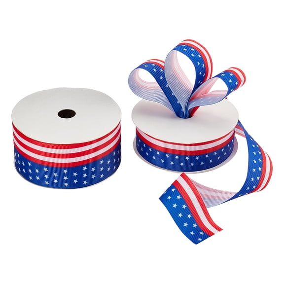2 Rolls 2 Styles Polyester Ribbon for Gift Wrapping Party Decoration Flag Pattern Royal Blue 1~1-1/2 inch(25~38mm) 10 yards/roll 1 roll/style