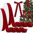 thumbnail image 1 of 2 Rolls 20 Yard Christmas Velvet Ribbon for Gift Wrapping Christmas Tree Ornaments Fireplace Garland Decoration Wreath Craft Bow Making(1 Inch,Red), 1 of 7