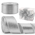 thumbnail image 1 of 2 Rolls 20 Yards 2.5 Inch Christmas Ribbon,Bexikou Metallic Glitter Ribbon with Wired Edge,Decorative Fabric Ribbons for Party Wrapping Home Decorations Wedding Birthday DIY Crafts (Silver), 1 of 6