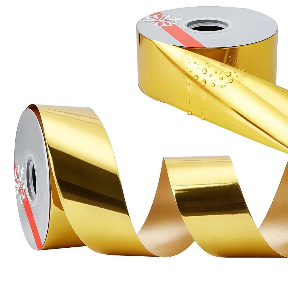 2 Rolls 200 Yards Shiny Waterproof Ribbon 2 Inch Gold Curling Ribbon for Gifts Package Wrapping Bows Crafting Wedding FestivalDIY