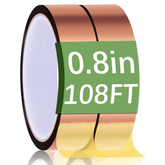 2 Rolls 20mm x 33m 108FT Up to 250(480) High Temperature Heat Resistant Tape for Sublimation,Heat Soldering, Electronics,Sublimation Press Vinyl, No Residue
