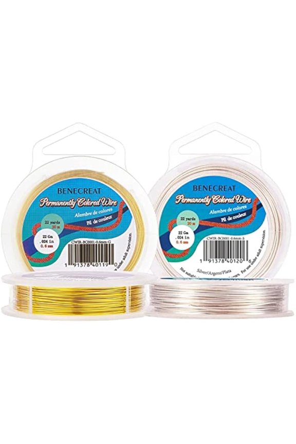 2 Rolls 22-Gauge Tarnish Resistant Silver/Gold Coil Wire 132-Feet/44-Yard in Total