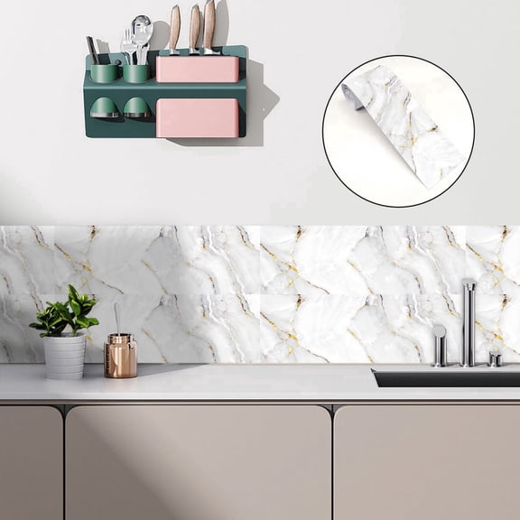 Lifeuping 2 Rolls Peel and Stick Simulated Marble Baseboard Trim,3.9 x 94 in Waterproof Wall Corner Decor Border