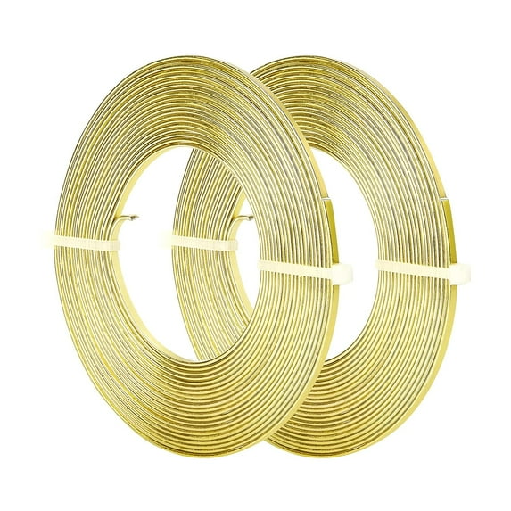 2 Rolls 32 Feet Flat Aluminum Wire 3mm Wide Jewelry Craft Wire Bezel Wire 18 Gauge for Sculpting Armature Jewelry Making - Green Yellow DIY