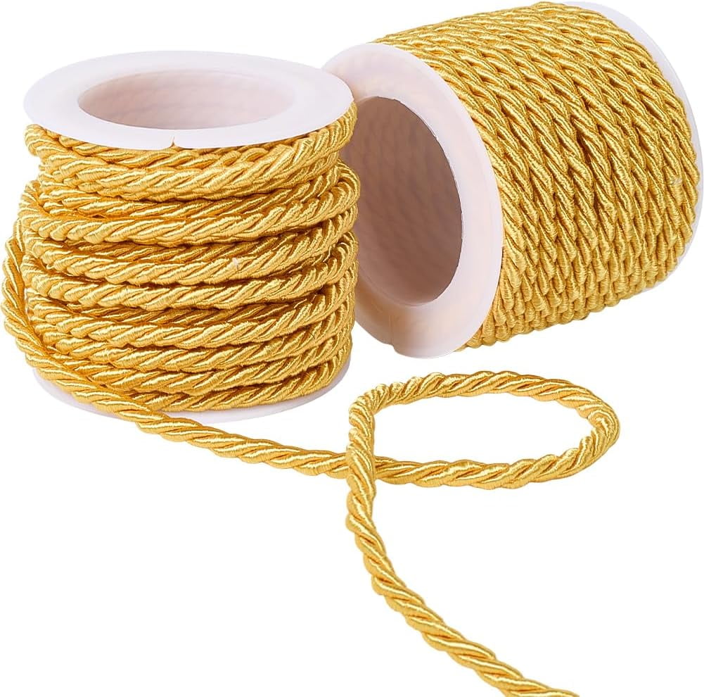 2 Rolls 3mm Gold Twine Cord Rope Polyester Trim Xmas Thread String ...