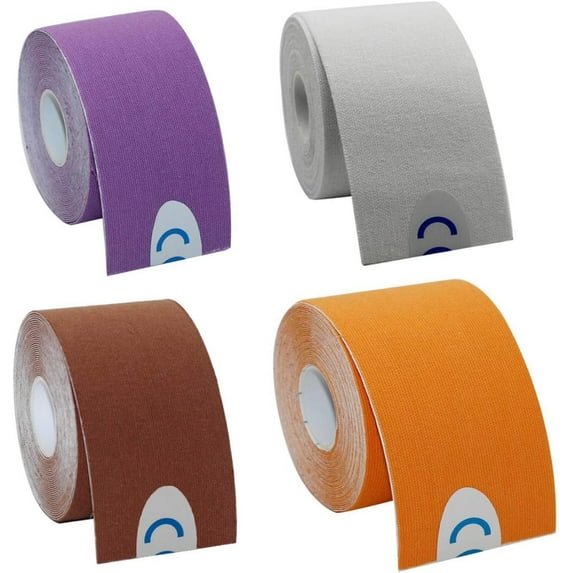 2 Rolls/4 Rolls Waterproof Breathable Kinesiology Tape, Athletic Elastic Kneepad Muscle Pain Relief Knee Taping for Gym Fitness Running Tennis Swimming, 16.4ft x 1in