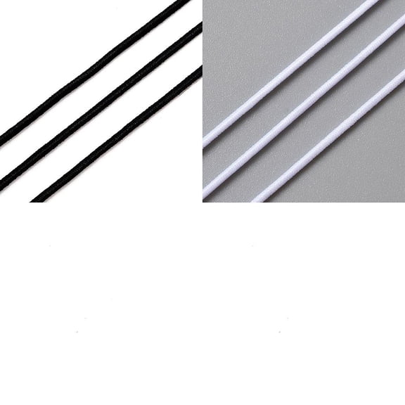 2 Rolls 45m Polyester Round Elastic Cord 1mm Diameter Stretchy Thread Black White Stretch String