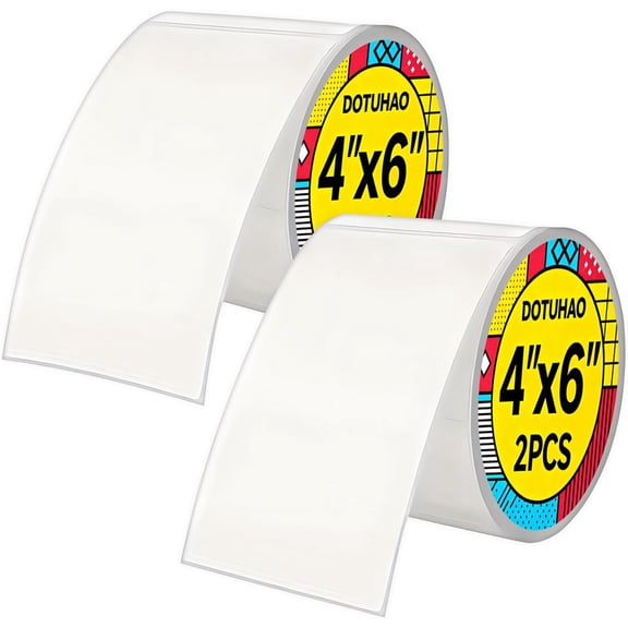2 Rolls 4x6'' Thermal Labels, Shipping Labels, White Perforated Shipping Label, Commercial Grade, for Shipping & Mailing, Compatible with Most Thermal Printers (2 PCS)
