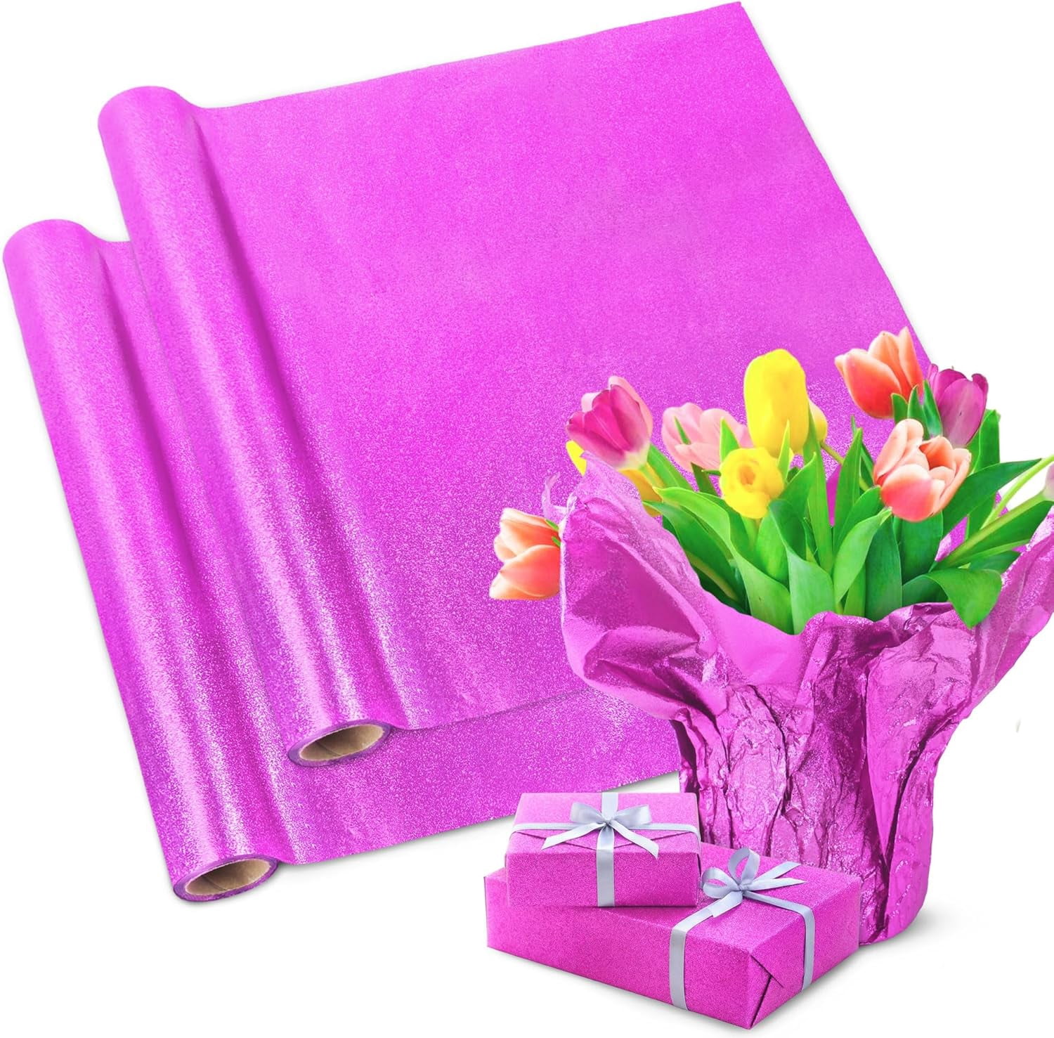 Embossing Foil Premium Floral Foil Wrapping Paper - 20 Inches X 10 Yards  White Waterproof Plant Wrap Papel De Aluminio