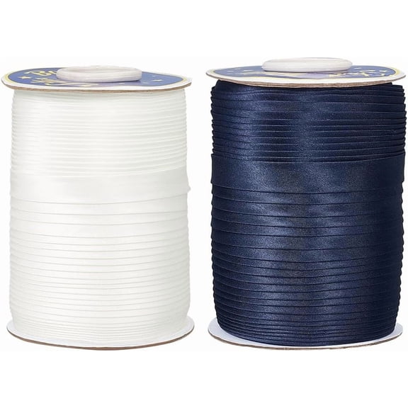 2 Rolls 5/8 inch Double Fold Bias Tape Sewing Twill Tape 175 Yards Double Fold Bias Binding Tape for Seaming Binding Hemming Piping Quilting Beige Dark Blue Multi-color