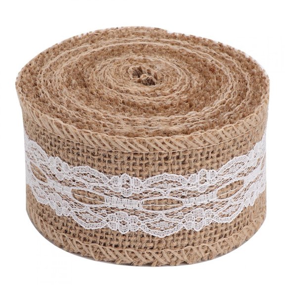 2 Rolls 5m Elegant Linen Lace Roll Ribbon Home Christmas Wedding DIY Accessories for DIY Car Phone Dining Tables Purses Pen Holders Christmas Decoration[C]