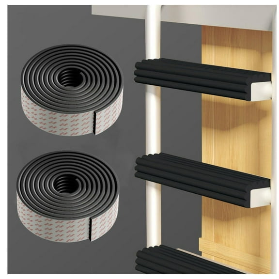 2 Rolls 6.6 Inch Bunk Bed Ladder Pads,Foam Sponge Soft Corner Protectors for Baby,Non-Slip Foam Padding Traction Treads for Stair Step,Soft Edge Protector for Table, Fireplace, Furniture (Black)