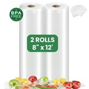 2 Rolls 8" x 12' Vacuum Sealer Bags,Vacuum Seal Rolls for Food Saver,Seal a Meal,BPA Free Food Vac Bags for Storage