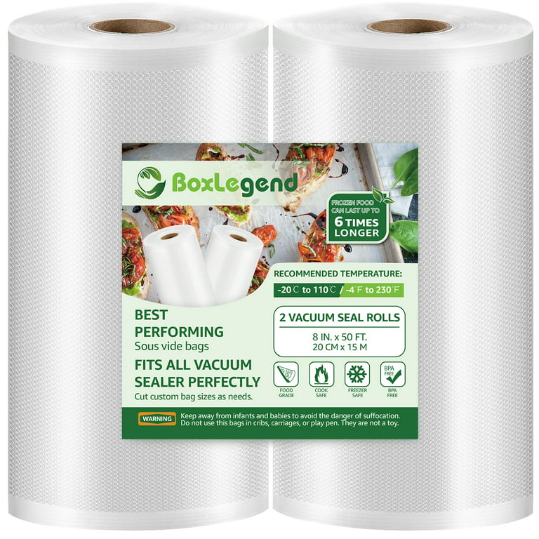 8 inch x 50 ft (20cm x 15m) DOUBLE EMBOSSED Vacuum Sealer Rolls **FREE  SHIPPING USA**