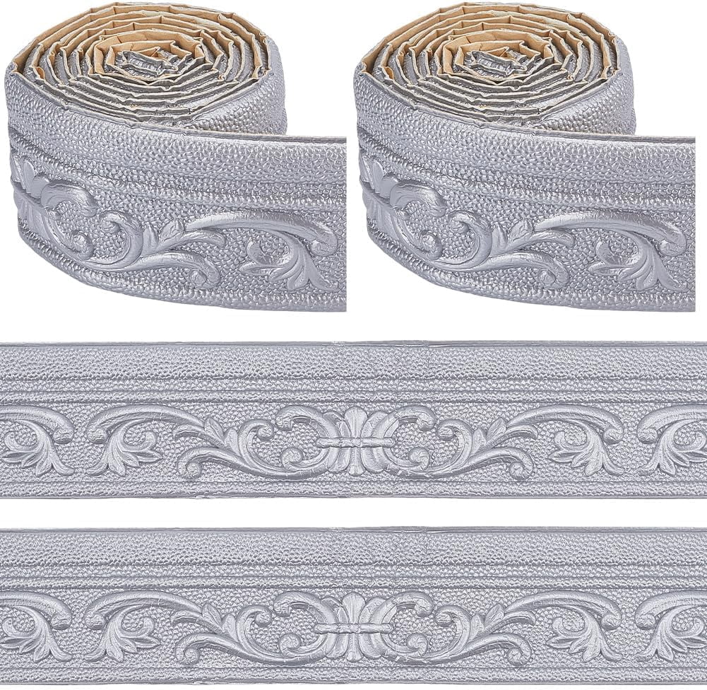 2 Rolls 82.7 x 3.2 Inch Decorative Adhesive Wall Molding Wallpaper Trim ...